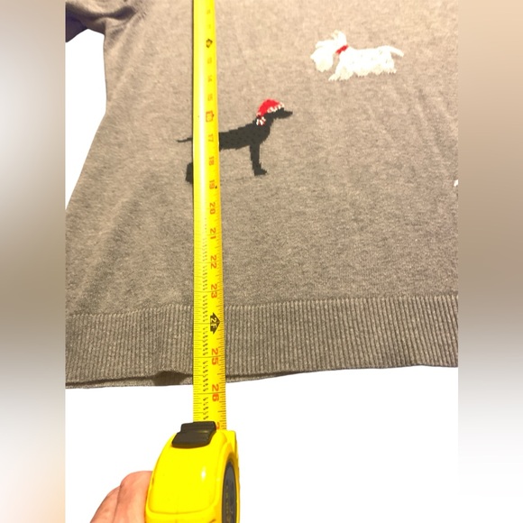 Blinged out Christopher & Banks dogs Christmas sweater petite P/XL gray - Picture 5 of 6